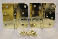 Hager Hinges RC1847-1848 5/8 Radius x Square Corner 4" x 4" US3 Bright Brass 2 Each Hinges