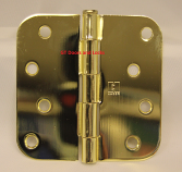 Hager R1842 Hinge 4" x 4" Polished Brass 5/8" Radius Corner