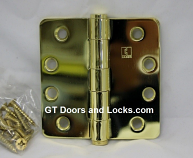 Hager RC1279 Hinge 1 Each 4" x 4" 1/4" Radius Hinges US3 Bright Brass