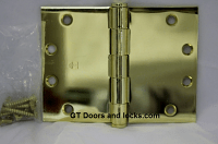 Hager WT1279 Hinge 1 Each 4-1/2" x 5" Square Corner US3 Polished Brass  Hager Wide Throw Hinges